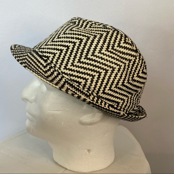 Cremieux Collection Men’s Dark Gray Cream Houndstooth Paper Straw Hat Size S/M - Picture 5 of 10